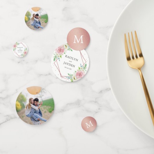 Chic Geometric Roos Gold Foil Floral Wedding Confetti (Groep)