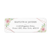 Chic Geometric Roos Gold Foil Floral Wedding Etiket (Voorkant)