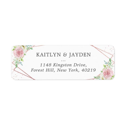 Chic Geometric Roos Gold Foil Floral Wedding Etiket (Voorkant)
