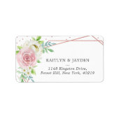 Chic Geometric Roos Gold Foil Floral Wedding Etiket (Voorkant)