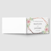 Chic Geometric Roos Gold Foil Floral Wedding Gastenboek (Volledig)