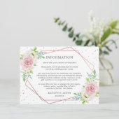 Chic Geometric Roos Gold Foil Floral Wedding Info Kaart (Staand voorkant)