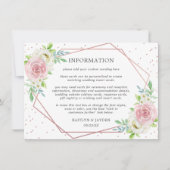 Chic Geometric Roos Gold Foil Floral Wedding Info Kaart (Voorkant)