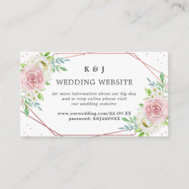 Chic Geometric Roos Gold Foil Floral Wedding Informatiekaartje