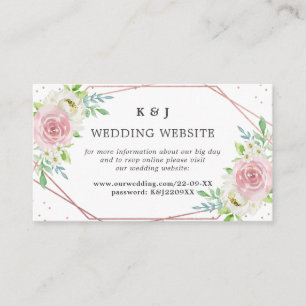 Chic Geometric Roos Gold Foil Floral Wedding Informatiekaartje