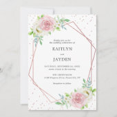 Chic Geometric Roos Gold Foil Floral Wedding Kaart (Voorkant)