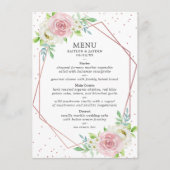 Chic Geometric Roos Gold Foil Floral Wedding Menu (Voorkant)
