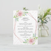 Chic Geometric Roos Gold Foil Floral Wedding Menu (Staand voorkant)