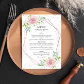 Chic Geometric Roos Gold Foil Floral Wedding Menu