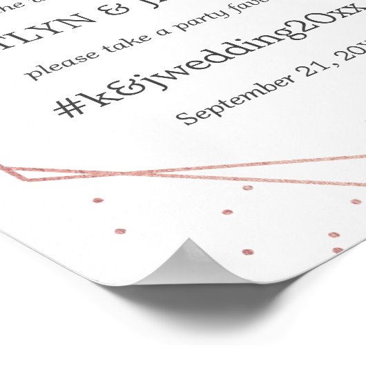 Chic Geometric Roos Gold Foil Floral Wedding Poster (Hoek)