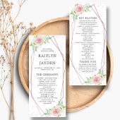 Chic Geometric Roos Gold Foil Floral Wedding Programmakaart