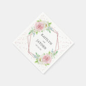 Chic Geometric Roos Gold Foil Floral Wedding Servet (Hoek)