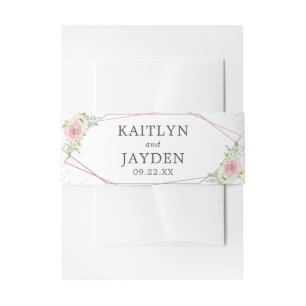 Chic Geometric Roos Gold Foil Floral Wedding Uitnodigingen Wikkel