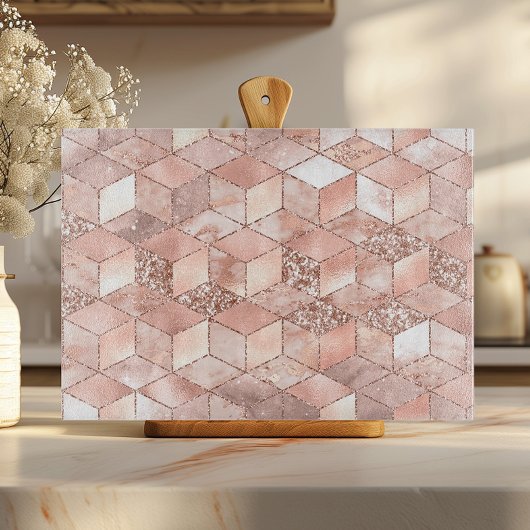 Chic Geometric Roos Gold Pink Faux Folie Glitter Snijplank
