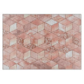 Chic Geometric Roos Gold Pink Faux Folie Glitter Snijplank (Voorkant)