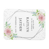 Chic Geometric Silver Foil Floral Save the Date Magneet (Horizontaal)