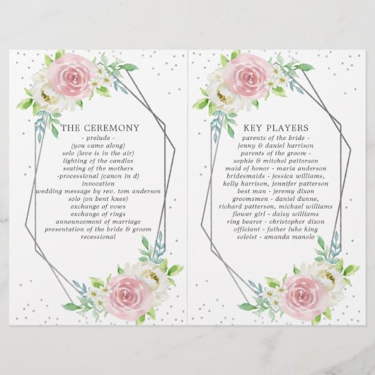Chic Geometric Silver Foil Floral Wedding (Achterkant)