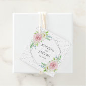 Chic Geometric Silver Foil Floral Wedding Bedankjes Labels (In situ)