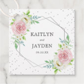 Chic Geometric Silver Foil Floral Wedding Bedankjes Labels (Voorkant)