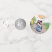 Chic Geometric Silver Foil Floral Wedding Confetti (Achterkanten)