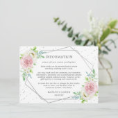 Chic Geometric Silver Foil Floral Wedding Detail Kaart (Staand voorkant)