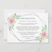 Chic Geometric Silver Foil Floral Wedding Detail Kaart (Voorkant)