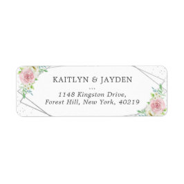 Chic Geometric Silver Foil Floral Wedding Etiket