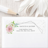 Chic Geometric Silver Foil Floral Wedding Etiket (Insitu)