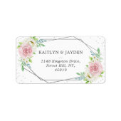 Chic Geometric Silver Foil Floral Wedding Etiket (Voorkant)