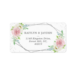 Chic Geometric Silver Foil Floral Wedding Etiket