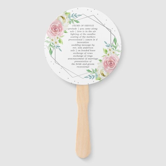 Chic Geometric Silver Foil Floral Wedding Handwaaier (Achterkant)