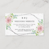 Chic Geometric Silver Foil Floral Wedding Informatiekaartje (Voorkant)