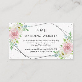 Chic Geometric Silver Foil Floral Wedding Informatiekaartje