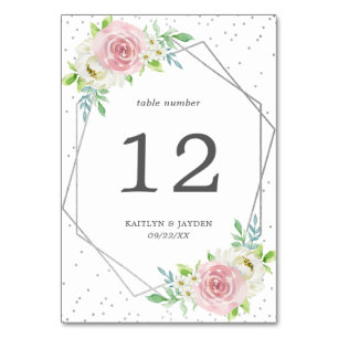 Chic Geometric Silver Foil Floral Wedding Kaart