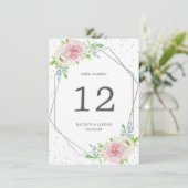 Chic Geometric Silver Foil Floral Wedding Kaart (Staand voorkant)