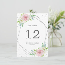 Chic Geometric Silver Foil Floral Wedding Kaart