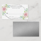 Chic Geometric Silver Foil Floral Wedding Plaatskaartje (Voorkant / Achterkant)