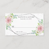 Chic Geometric Silver Foil Floral Wedding Plaatskaartje (Voorkant)