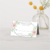 Chic Geometric Silver Foil Floral Wedding Plaatskaartje (Voorkant)