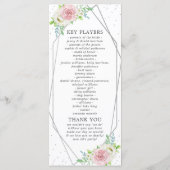 Chic Geometric Silver Foil Floral Wedding Programmakaart (Achterkant)