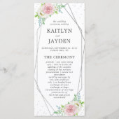 Chic Geometric Silver Foil Floral Wedding Programmakaart (Voorkant)