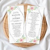 Chic Geometric Silver Foil Floral Wedding Programmakaart