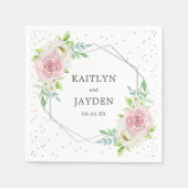 Chic Geometric Silver Foil Floral Wedding Servet (Voorkant)