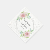 Chic Geometric Silver Foil Floral Wedding Servet (Hoek)