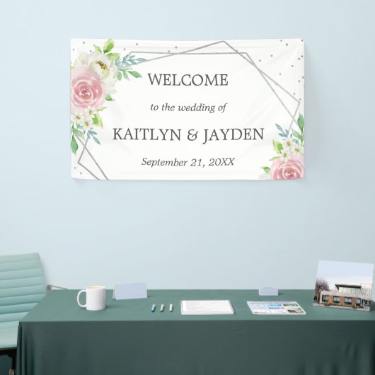 Chic Geometric Silver Foil Floral Wedding Spandoek (Beurs)