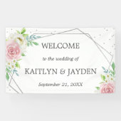 Chic Geometric Silver Foil Floral Wedding Spandoek (Horizontaal)