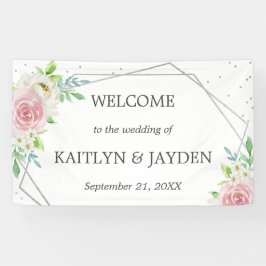 Chic Geometric Silver Foil Floral Wedding Spandoek