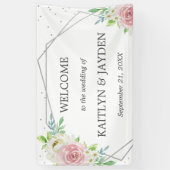 Chic Geometric Silver Foil Floral Wedding Spandoek (Verticaal)