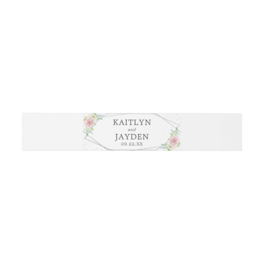 Chic Geometric Silver Foil Floral Wedding Uitnodigingen Wikkel (Vlak)