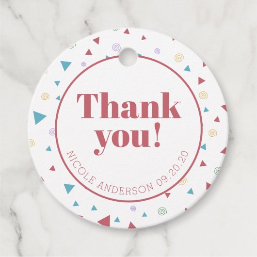 Chic Geometric Triangle en Swirls Bedankt Bedankjes Labels (Voorkant)